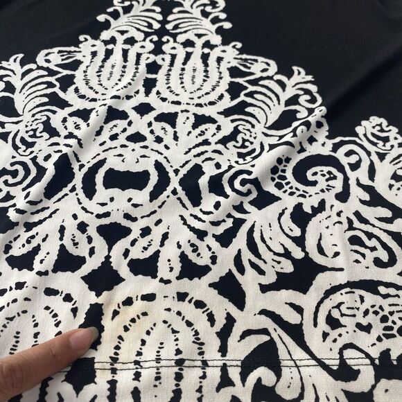 ALFANI Women‎ Tunic Black White Floral Round Neck 3/4 Sleeve Stretch Top S Used - Picture 8 of 14